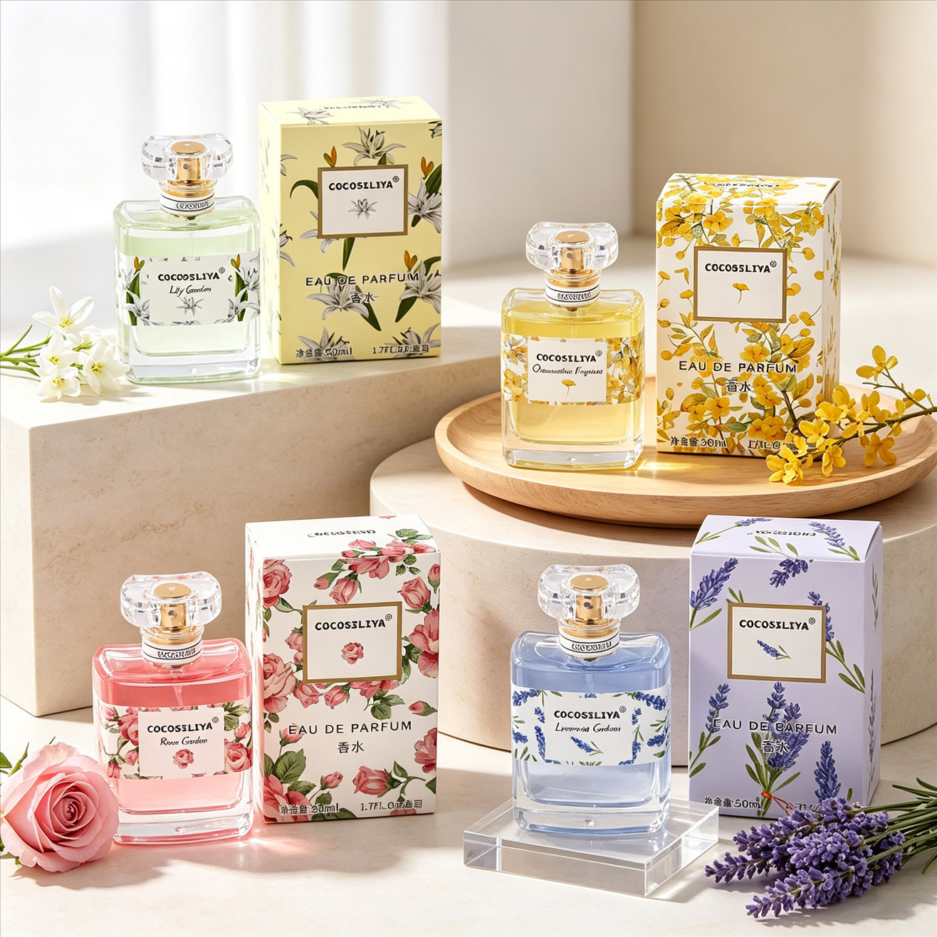 Perfume Fragrance Rose - COCOSILIYA Kadın Parfümü, 1.7oz X 2'li